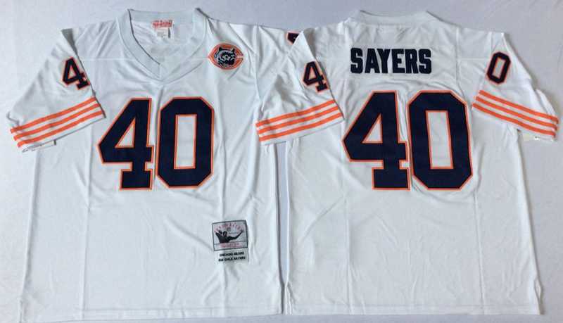 Bears 40 Gale Sayers White M&N Throwback Jersey->nfl m&n throwback->NFL Jersey